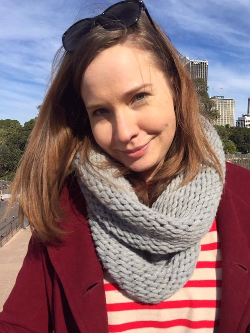 Katja smiling in the winter sunshine